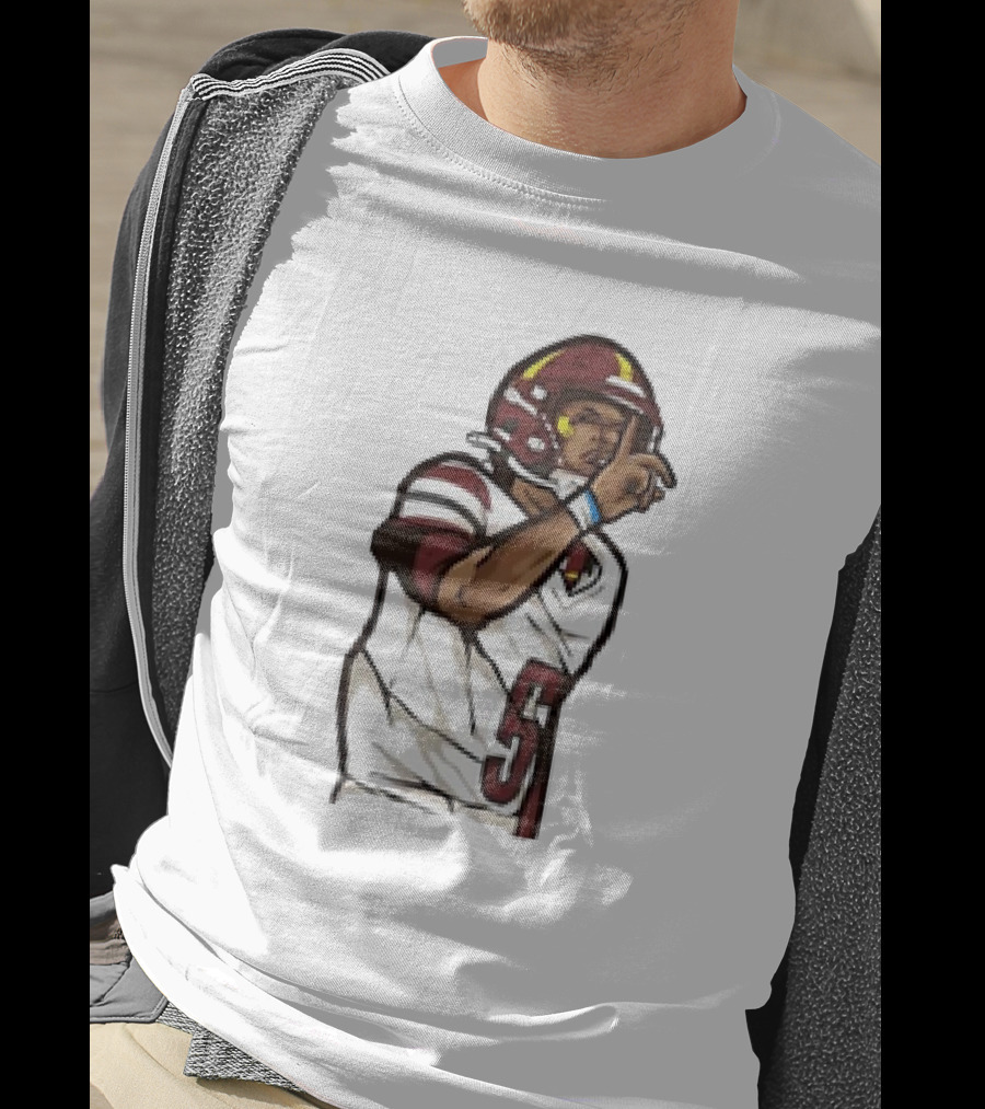 Jayden Daniels Shhh Gesture Cartoon Football Player Number 5 T-Shirt