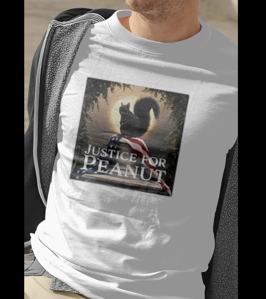 Justice For Peanut The Squirrel With American Flag Iconography T-Shirt
