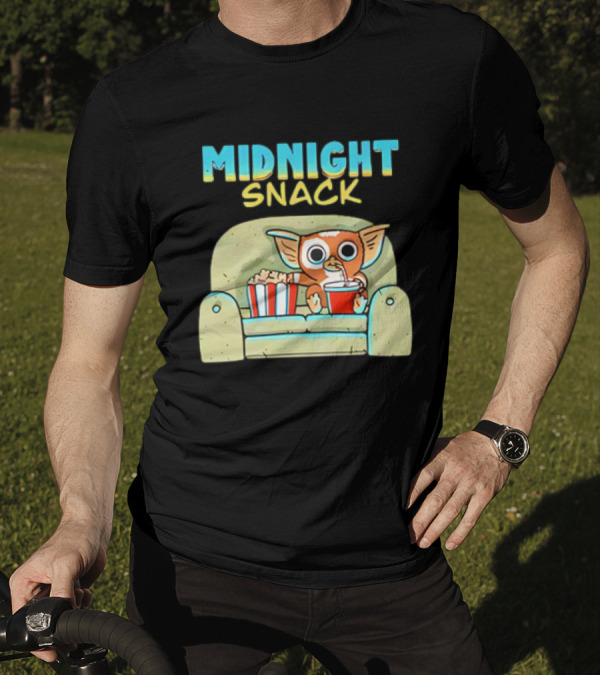 Midnight Snack Mogwai Relaxing On Couch With Popcorn And Soda T-Shirt