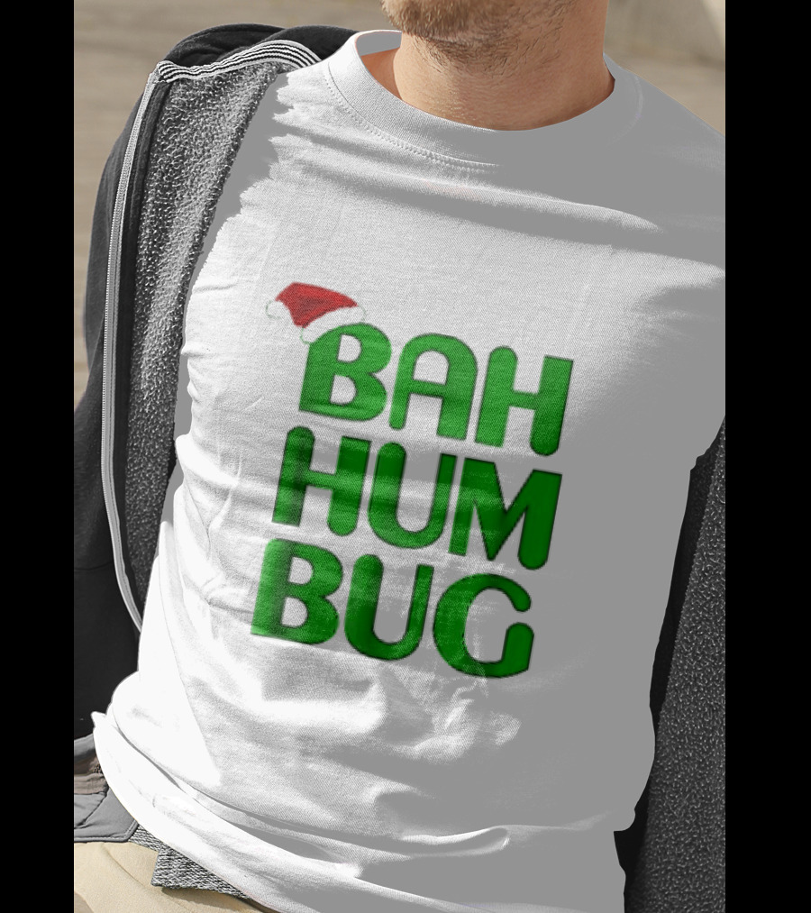 Bah Hum Bug Christmas Text With Santa Hat T-Shirt