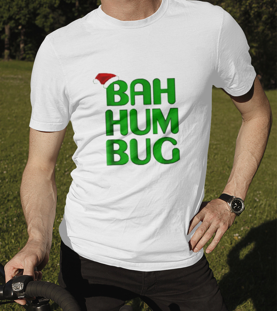 Bah Hum Bug Christmas Text With Santa Hat T-Shirt