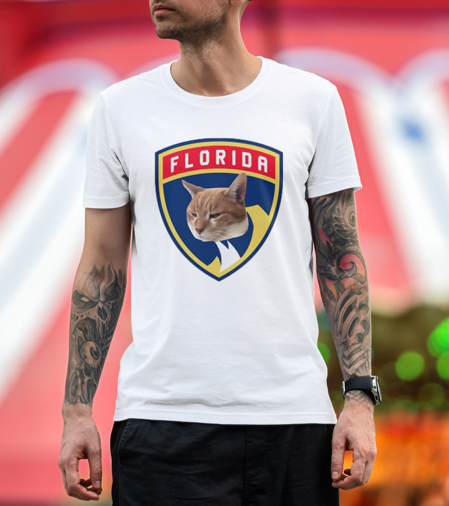 Florida Panthers Cat Face Shield Badge T-Shirt