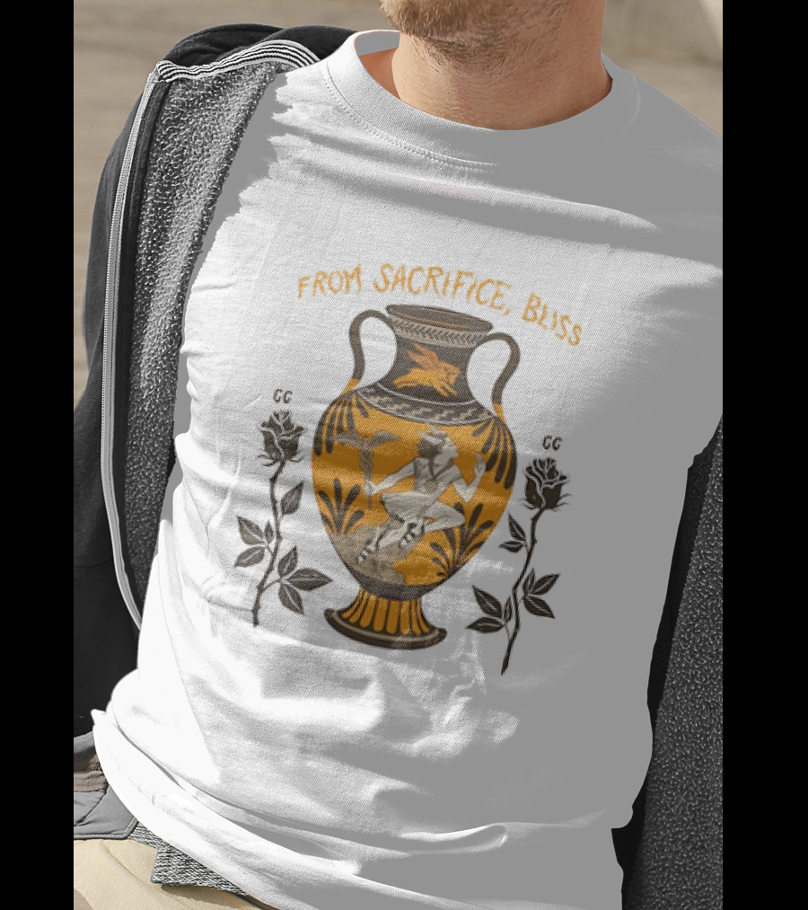 From Sacrifice Bliss Ancient Greek Vase Hermes And Roses T-Shirt