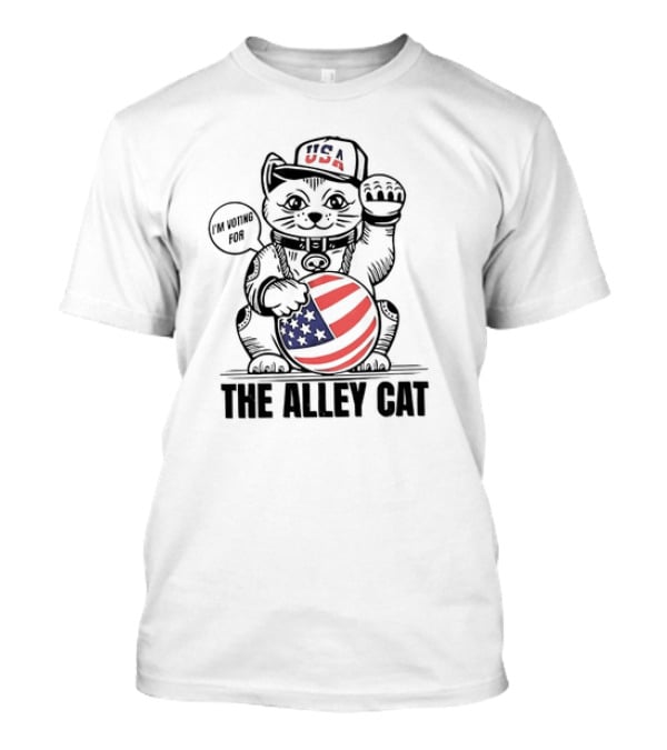 I'm Voting For The Alley Cat USA With American Flag Baseball Cap T-Shirt