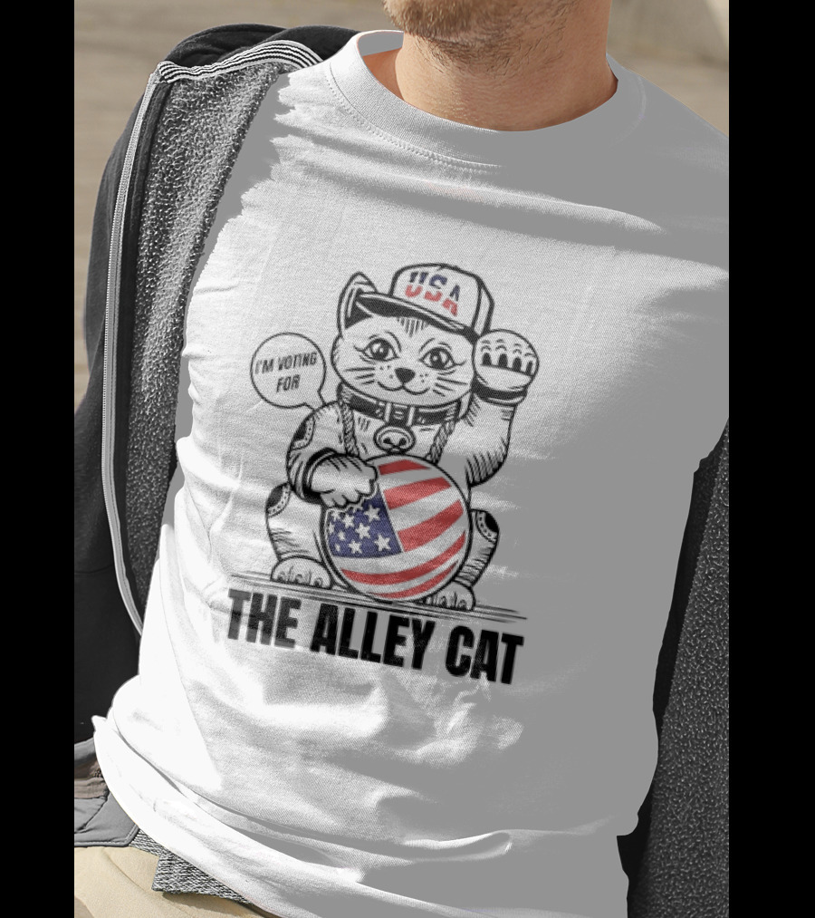 I'm Voting For The Alley Cat USA With American Flag Baseball Cap T-Shirt