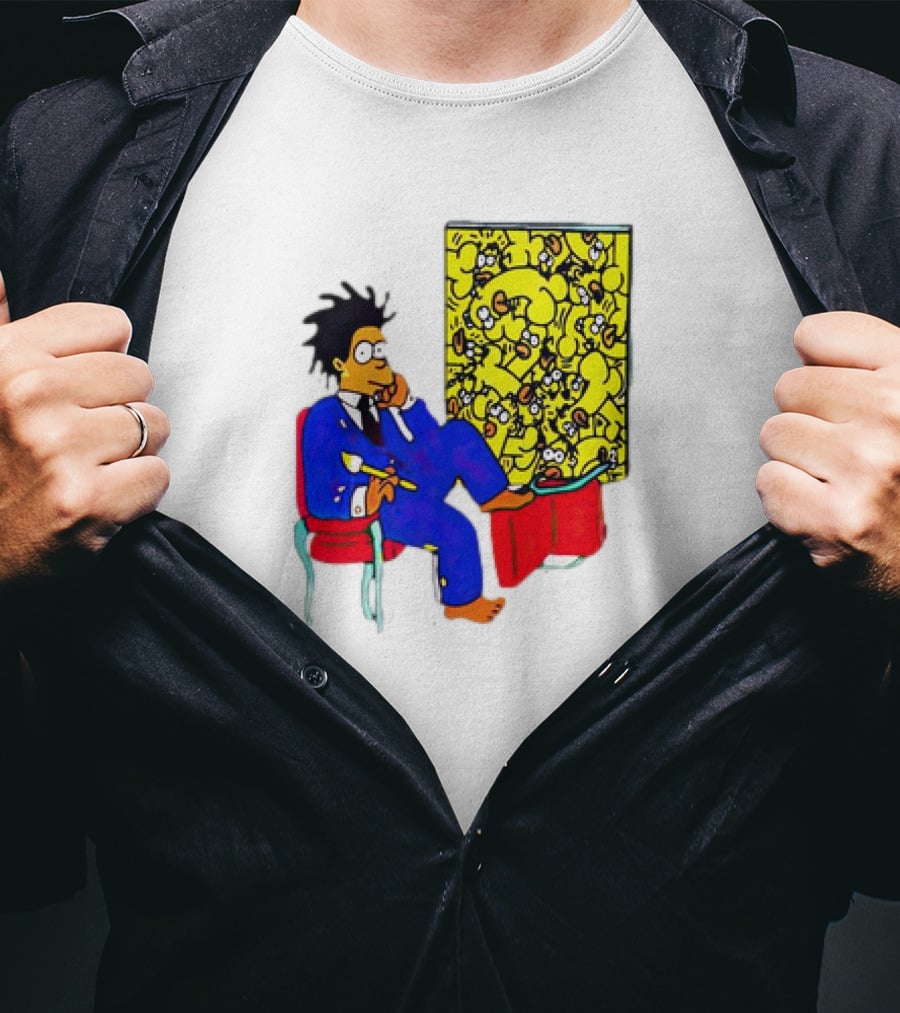 The Simpsons Jay-Z Cartoon Style Art With Basquiat Sitting On Red Chair T-Shirt