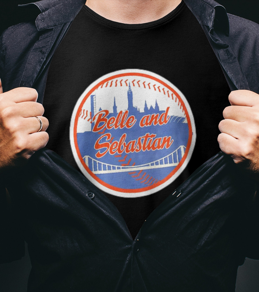 Belle And Sebastian New York Mets Skyline Baseball Bridge T-Shirt