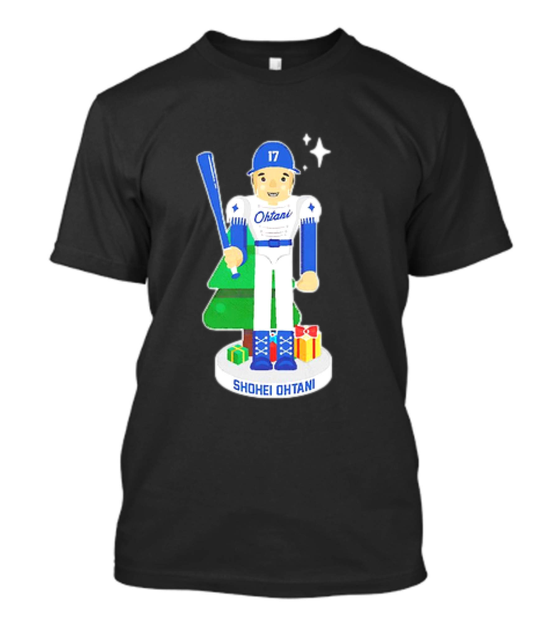 Shohei Ohtani Los Angeles Dodgers MLBPA Christmas Nutcracker With Tree And Gifts T-Shirt