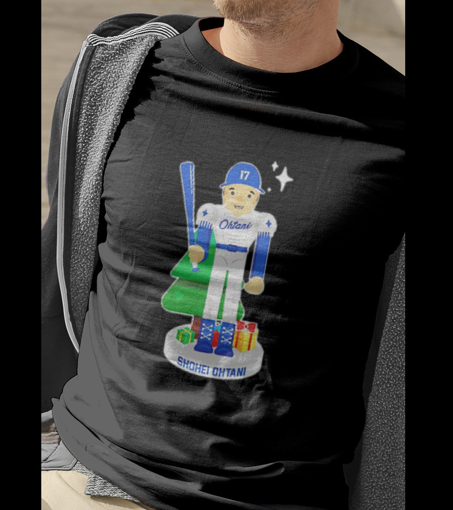 Shohei Ohtani Los Angeles Dodgers MLBPA Christmas Nutcracker With Tree And Gifts T-Shirt