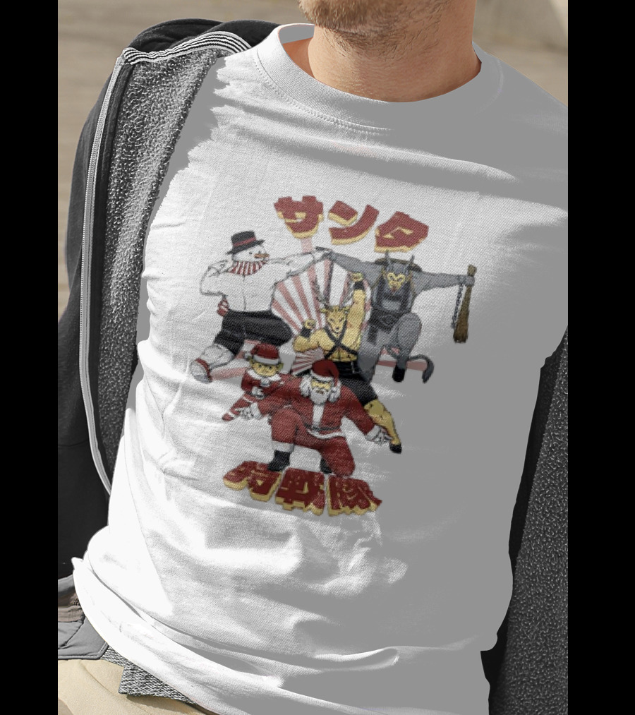 Santa Claus Krampus Frosty The Snowman Reindeer Elf Santa Force Christmas Team T-Shirt