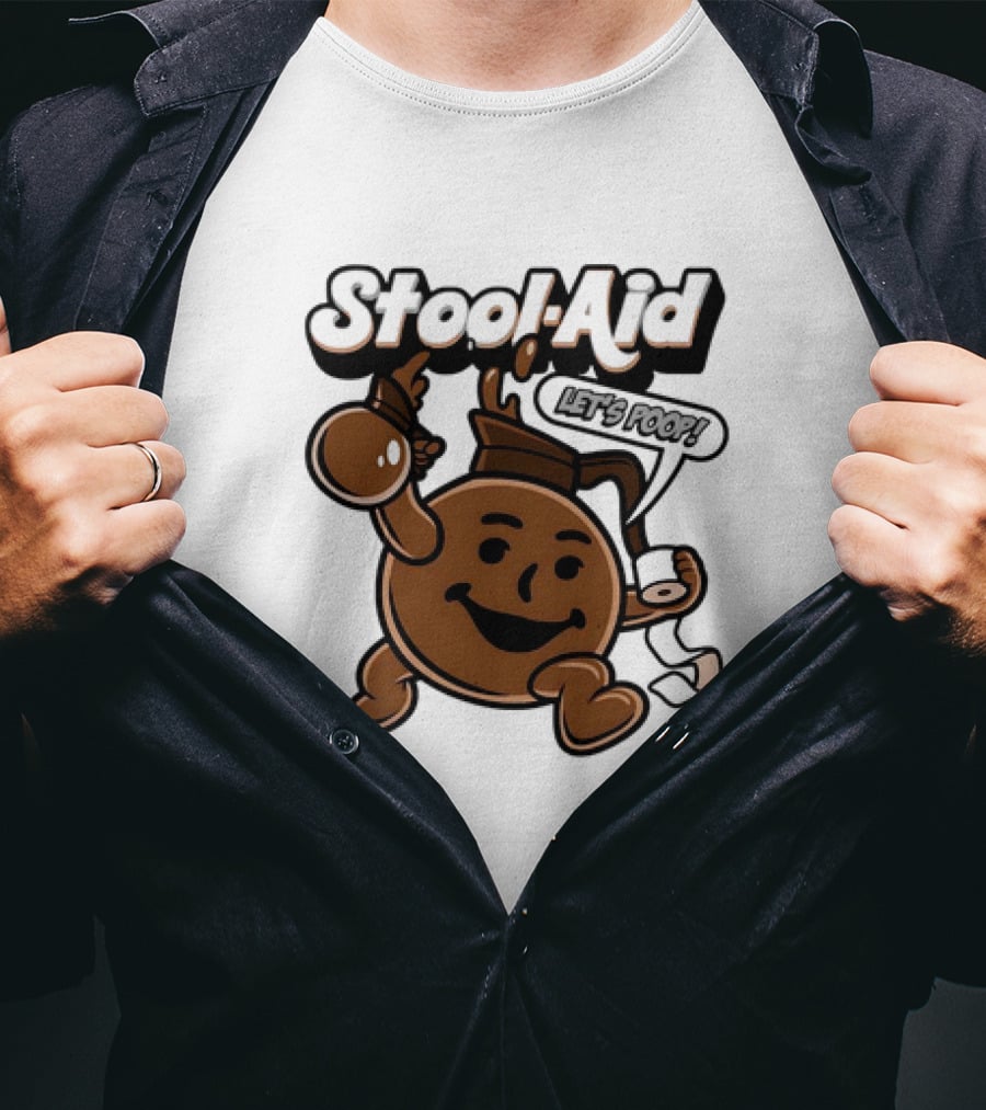 Stool-Aid Let's Poop Toilet Paper Bowl Brown Cartoon T-Shirt