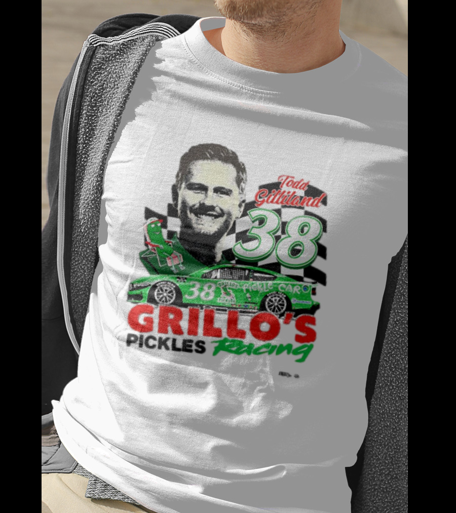 Todd Gilliland 38 Grillo's Pickles Racing Car Checkered Flag Sports T-Shirt