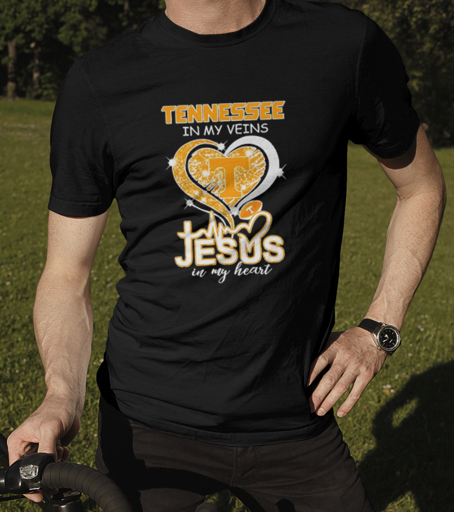 Tennessee In My Veins T Jesus In My Heart Vols Football T-Shirt