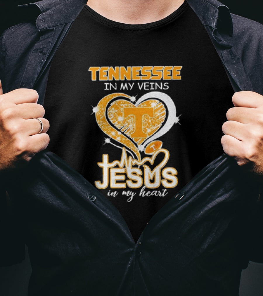 Tennessee In My Veins T Jesus In My Heart Vols Football T-Shirt