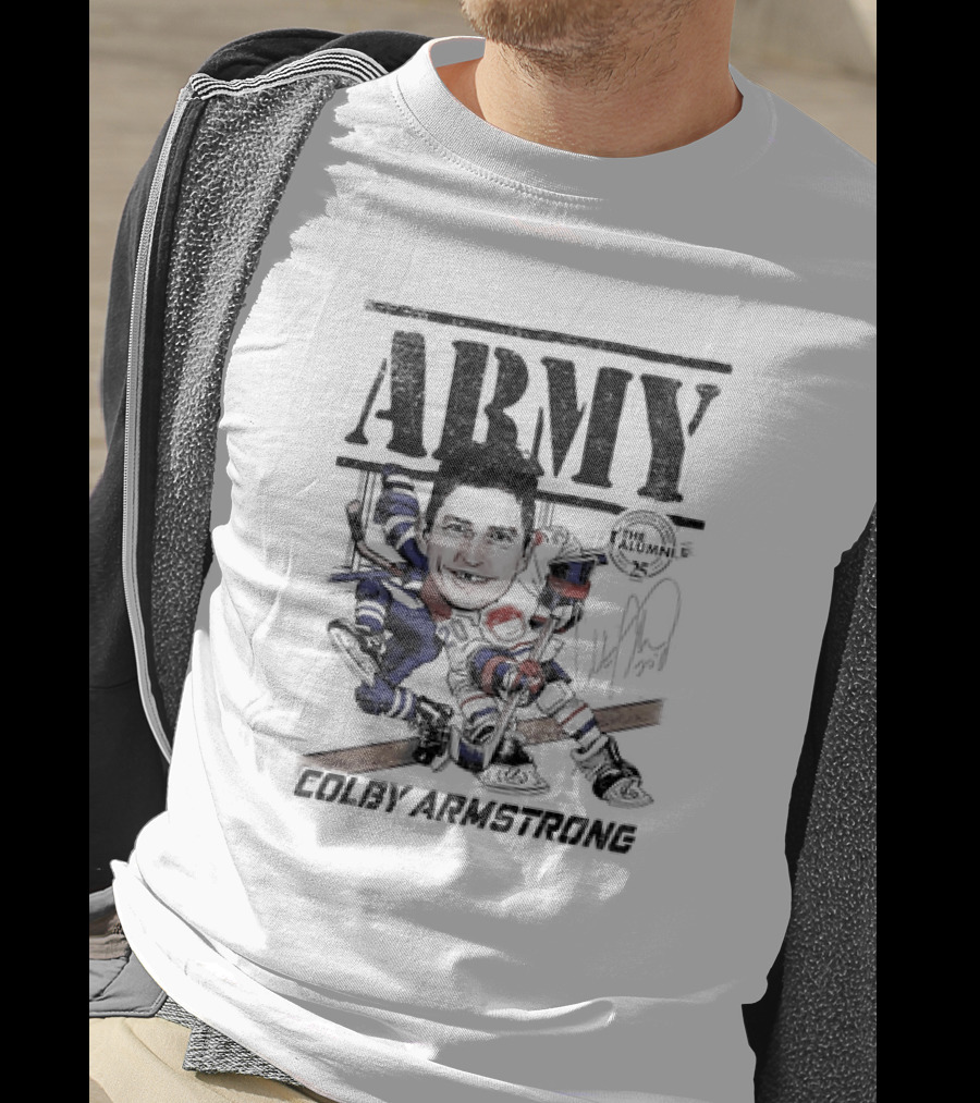 ARMY Colby Armstrong Hockey Caricature The Alumni Signature T-Shirt