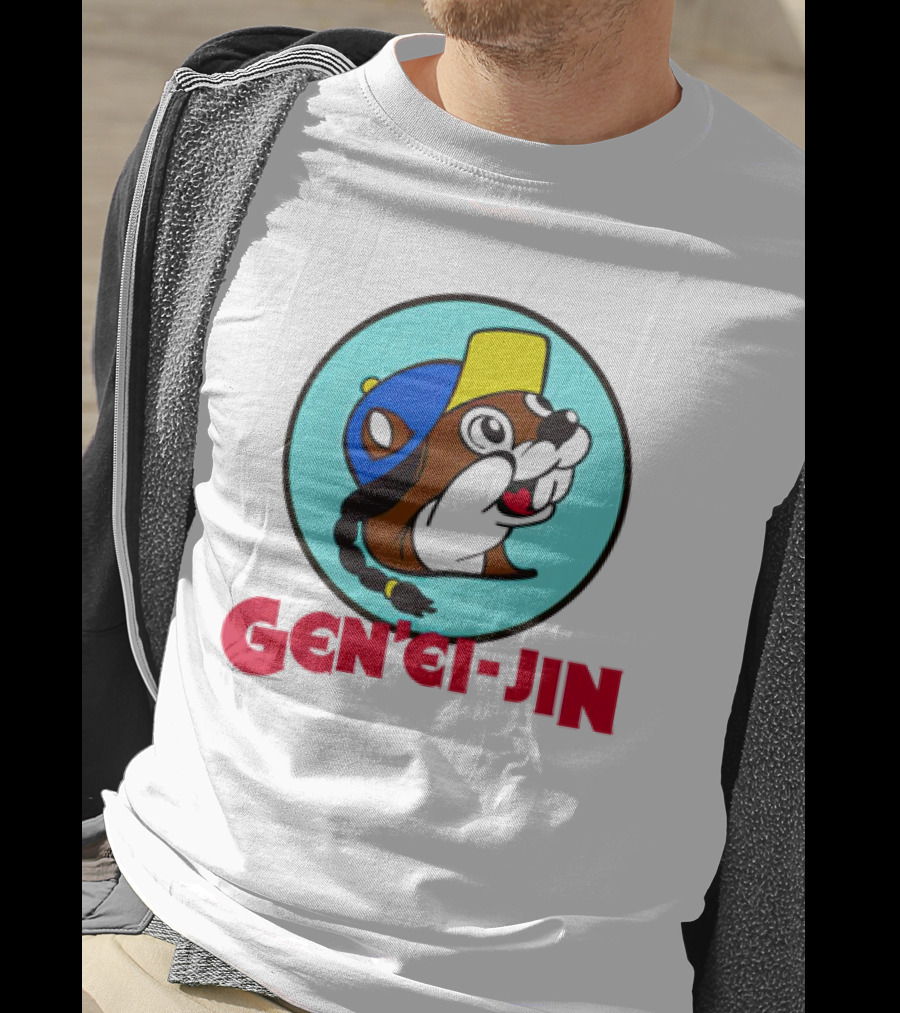 Buc-Ees Gen'ei-Jin Cap-Wearing Beaver Circle T-Shirt