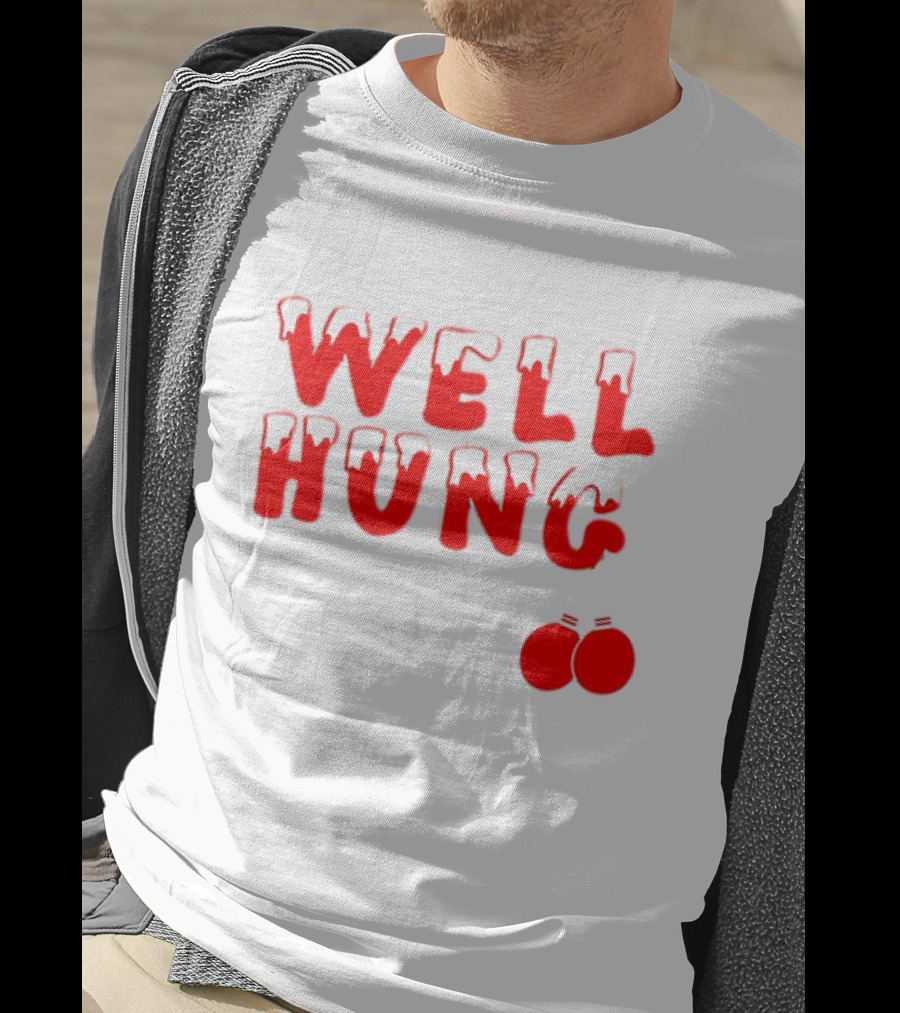 Well Hung Red Christmas Balls Snow-Capped Letters T-Shirt