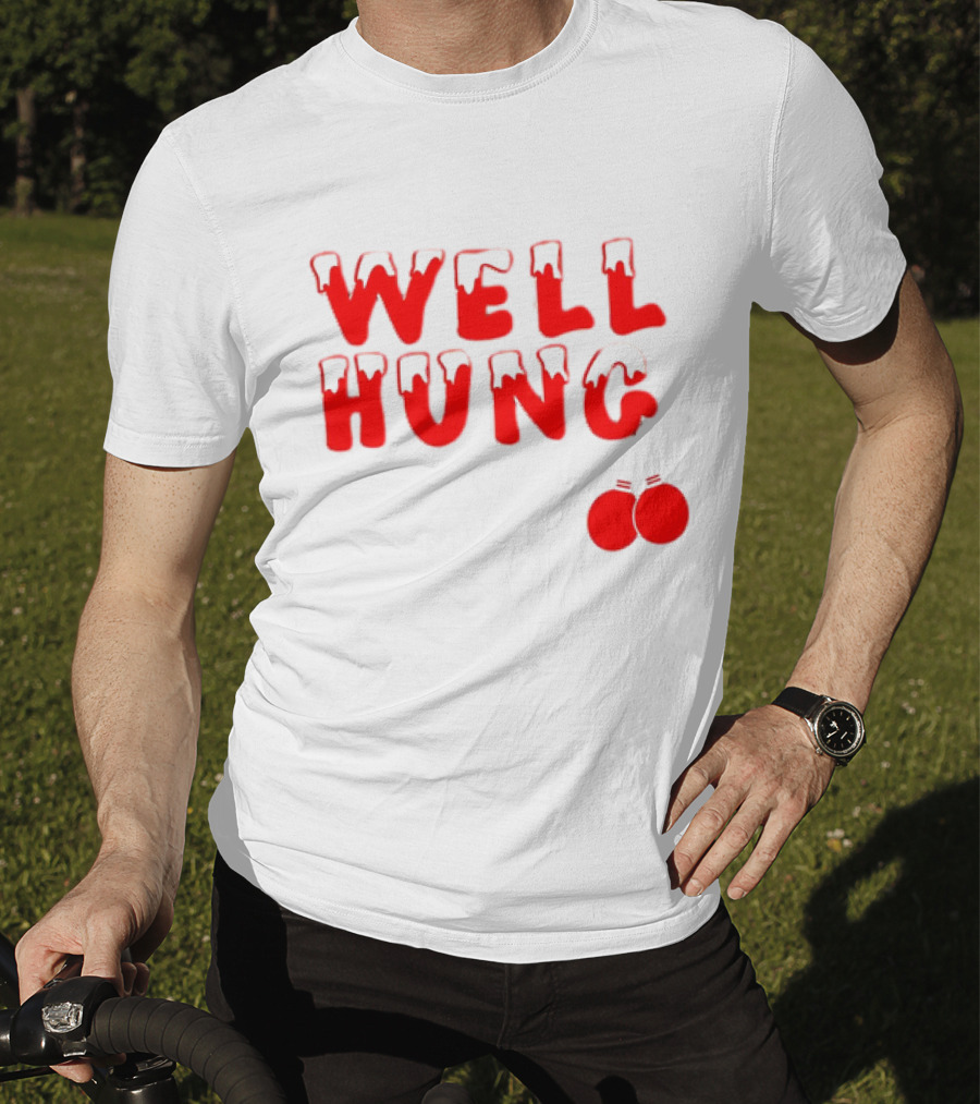 Well Hung Red Christmas Balls Snow-Capped Letters T-Shirt