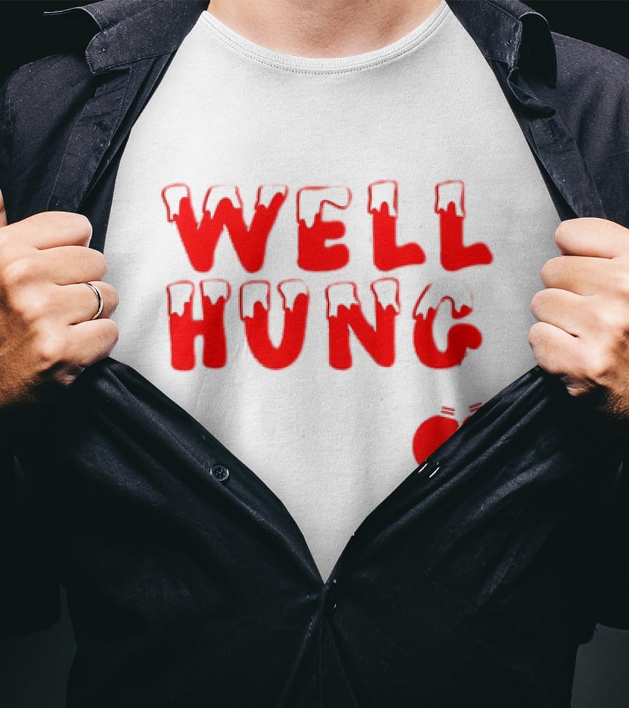 Well Hung Red Christmas Balls Snow-Capped Letters T-Shirt