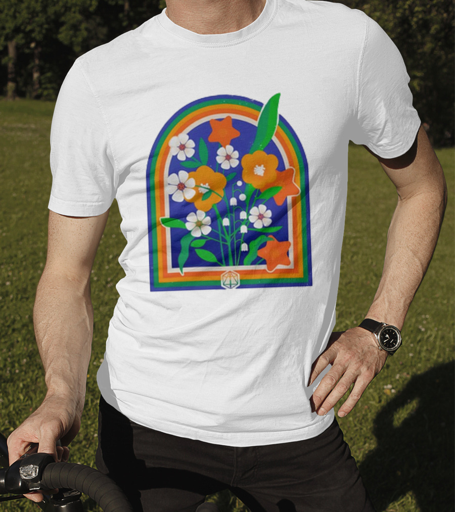 Critical Role Hope Blooms Floral Design Rainbow Border Blossoms T-Shirt