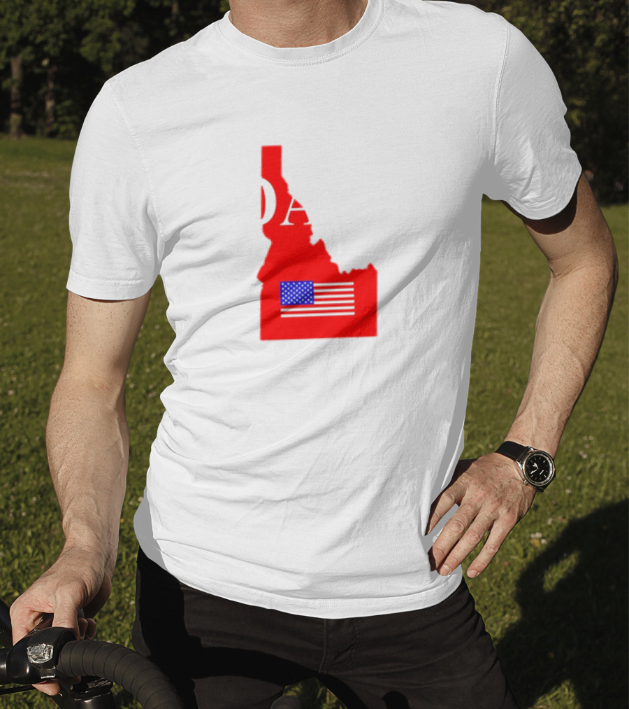 Don’t California My Idaho Red State Outline With American Flag T-Shirt