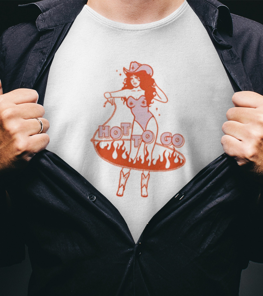 Hot To Go Cowgirl Flames And Lasso T-Shirt