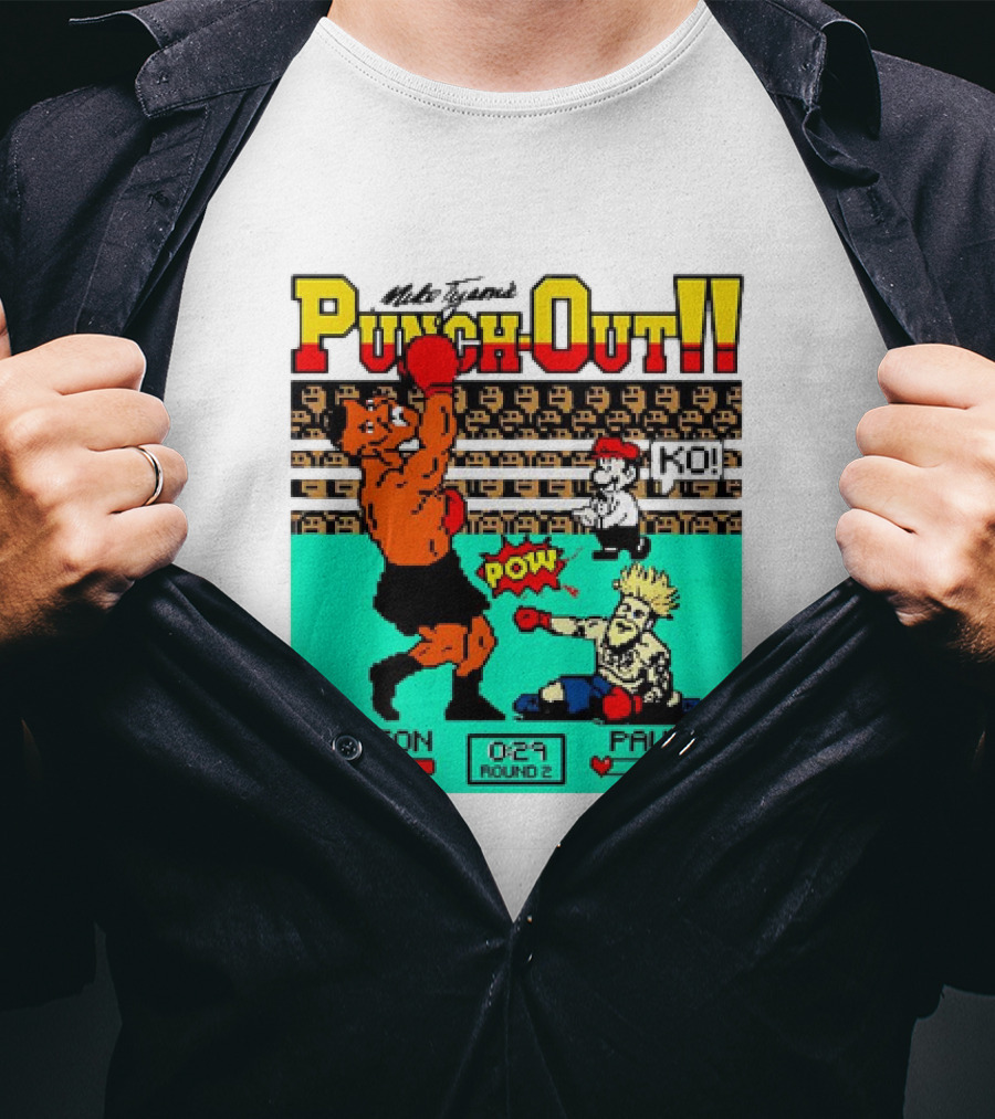 Mike Tyson’s Punch-Out KO Tyson POW Paul Round 2 Retro Game Boxing Match T-Shirt