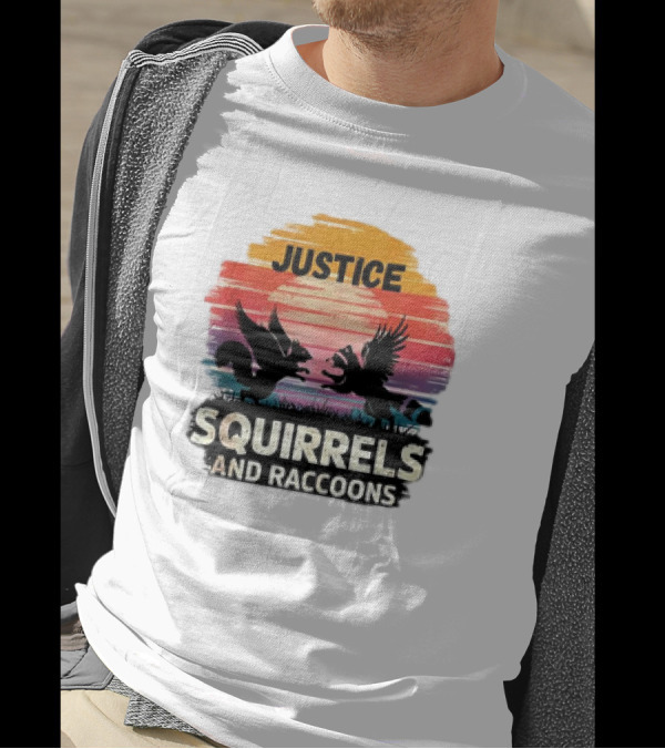 Justice For Peanut The Squirrel And Fred The Raccoon Retro Sunset T-Shirt