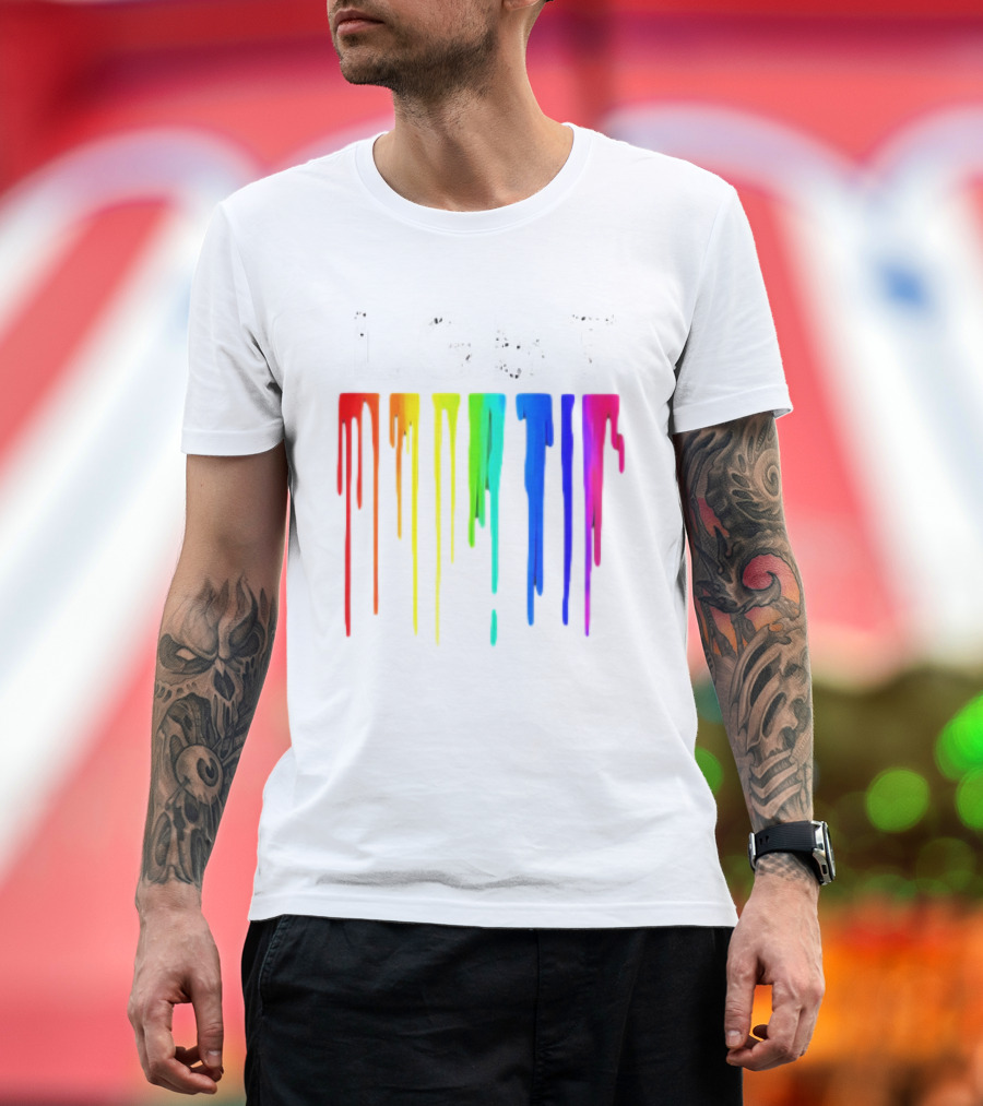 LGBT Rainbow Dripping Paint Watercolor T-Shirt