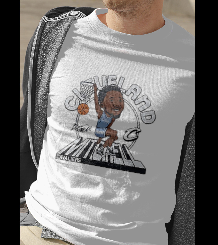 Cleveland Cavaliers Donovan Mitchell Caricature Signature Basketball Player T-Shirt
