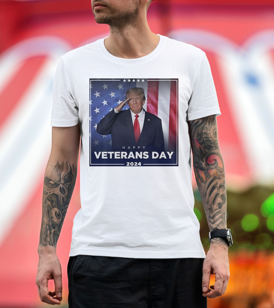 Happy Veterans Day 2024 Donald Trump Salute American Flag T-Shirt