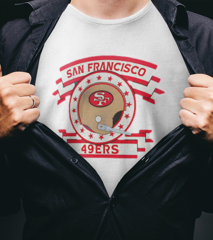 San Francisco 49ers SF Helmet Stars Banner T-Shirt