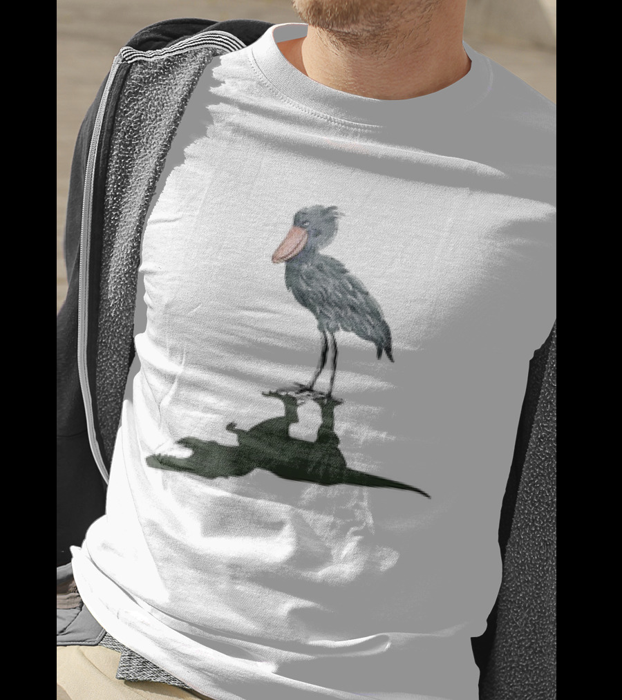 Shoebill Stork With Dinosaur Shadow Meme T-Shirt