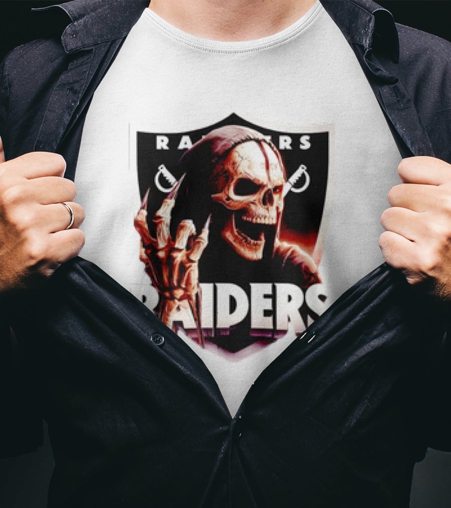 Skeleton Raiders Shield With Crossed Swords T-Shirt