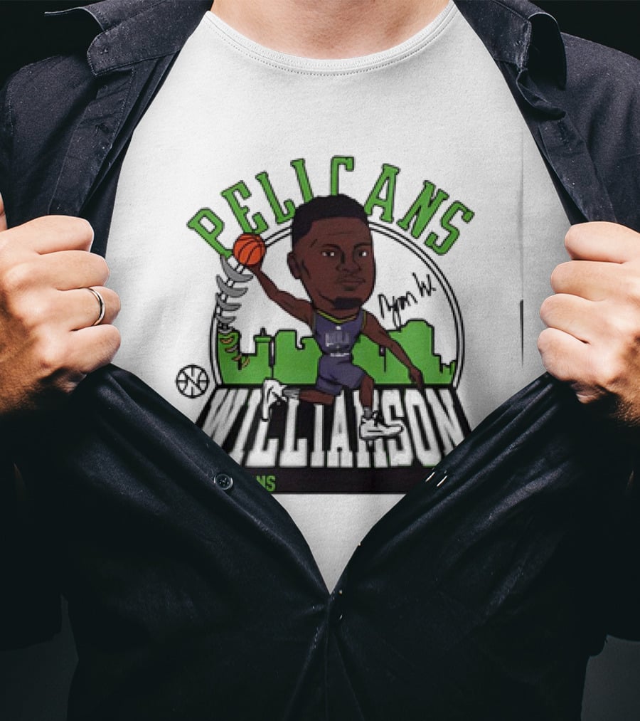 Pelicans New Orleans Zion Williamson Signature Caricature T-Shirt