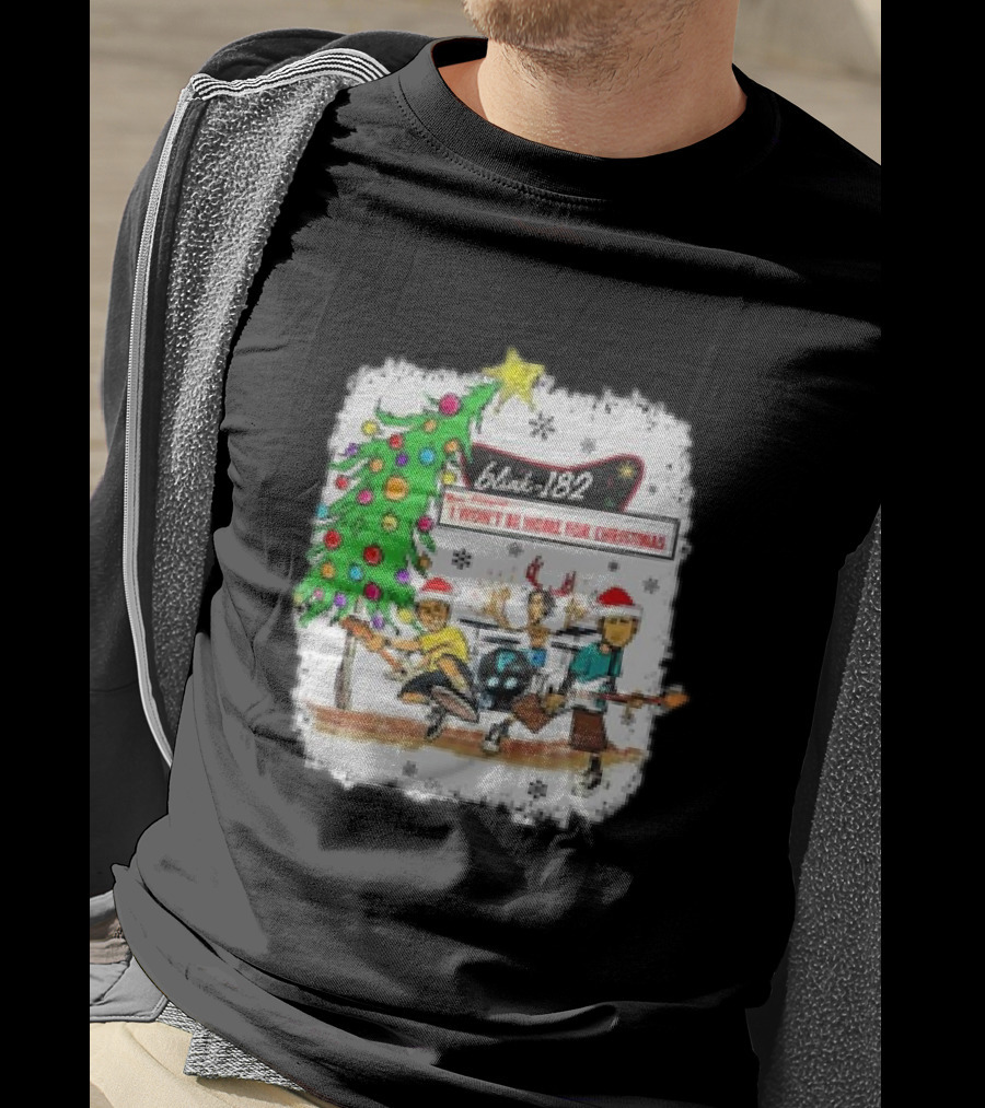 Blink-182 I Won’t Be Home For Christmas Snowflakes Tree Reindeer Band Playing T-Shirt