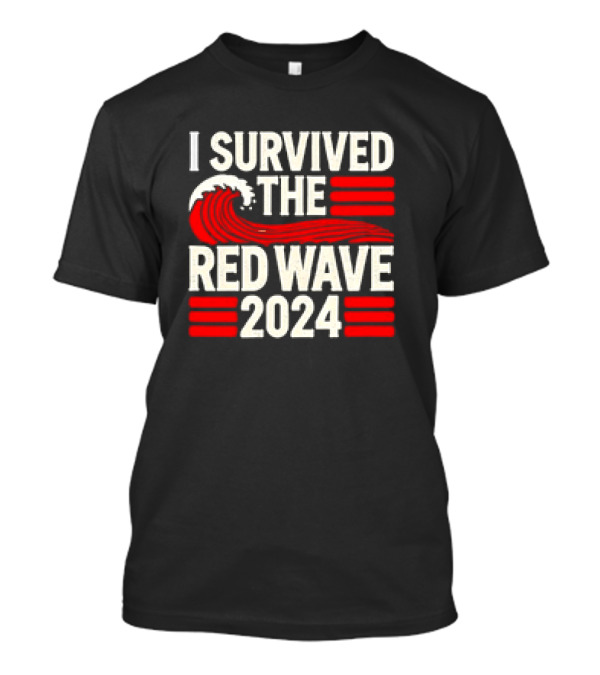 I Survived The Red Wave 2024 Retro Wave And Stripes T-Shirt
