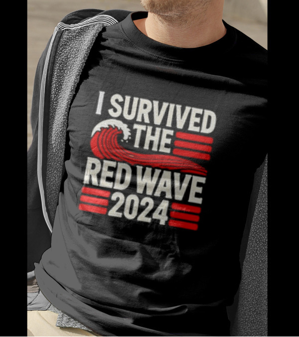 I Survived The Red Wave 2024 Retro Wave And Stripes T-Shirt