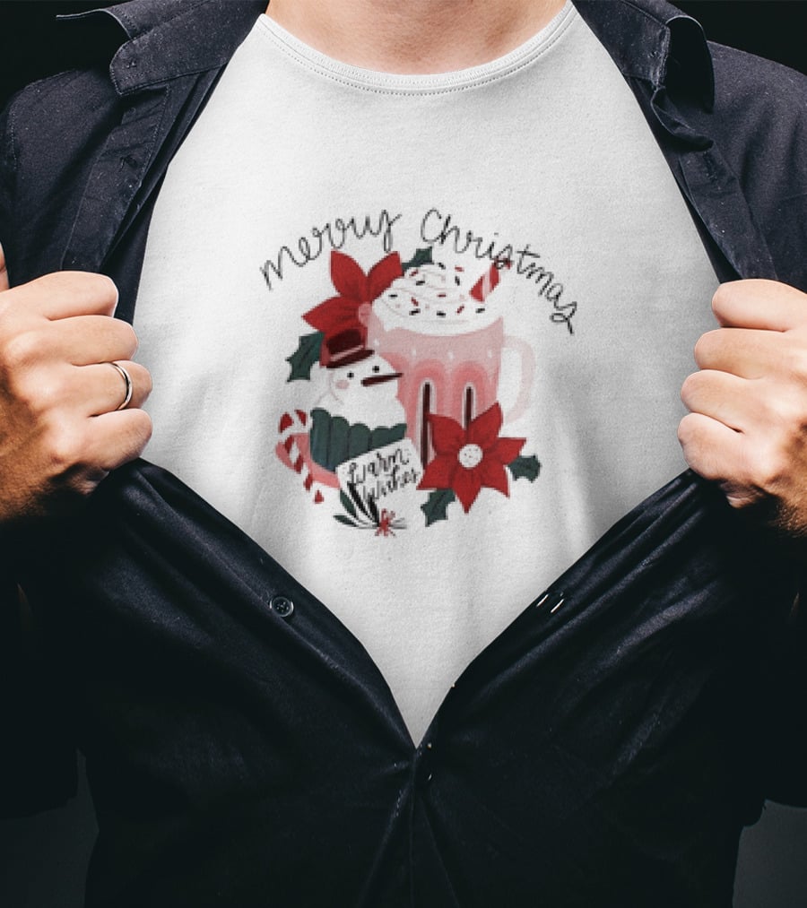 Merry Christmas Warm Wishes Hot Chocolate T-Shirt