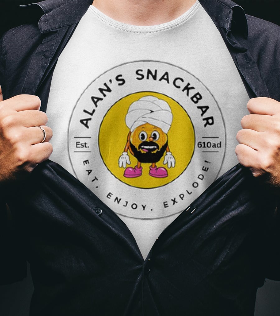 Alan's Snackbar Est. 610Ad Eat, Enjoy, Explode T-Shirt
