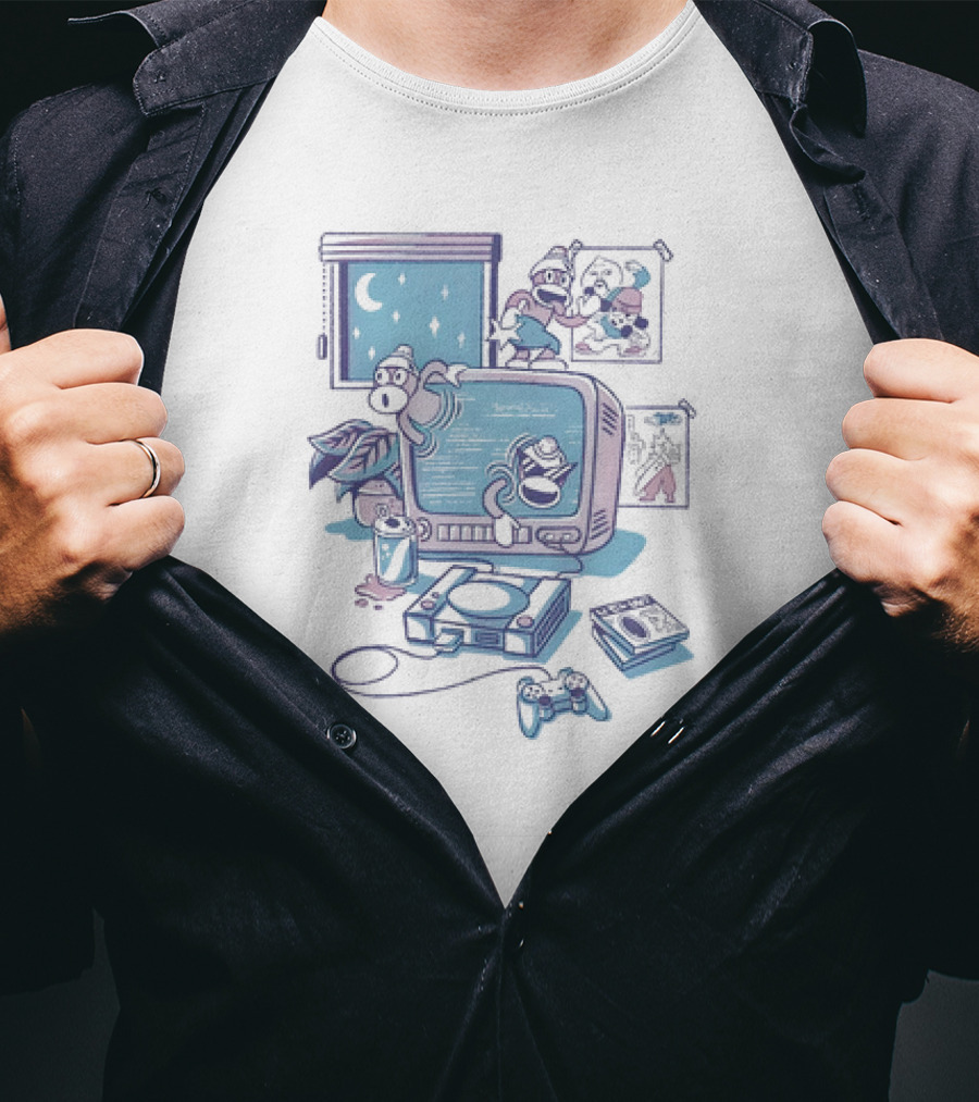 Ape Escape Carefree Days Retro Gaming Vibe Nights T-Shirt