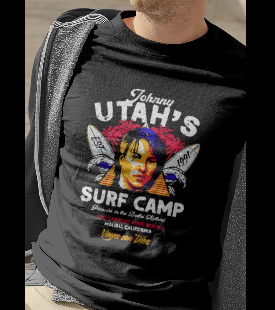 Johnny Utah's Surf Camp Bodhi Method Leo Carillo State Beach Malibu Vaya Con Dios 1991 T-Shirt