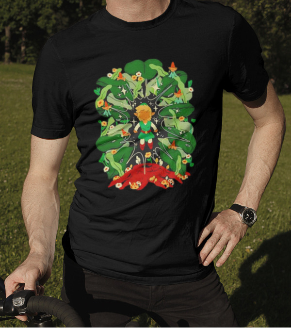 Saving Kingdom Adventures: Hero Navigates Giants And Little Ones With Minish Boy And Gnomes T-Shirt