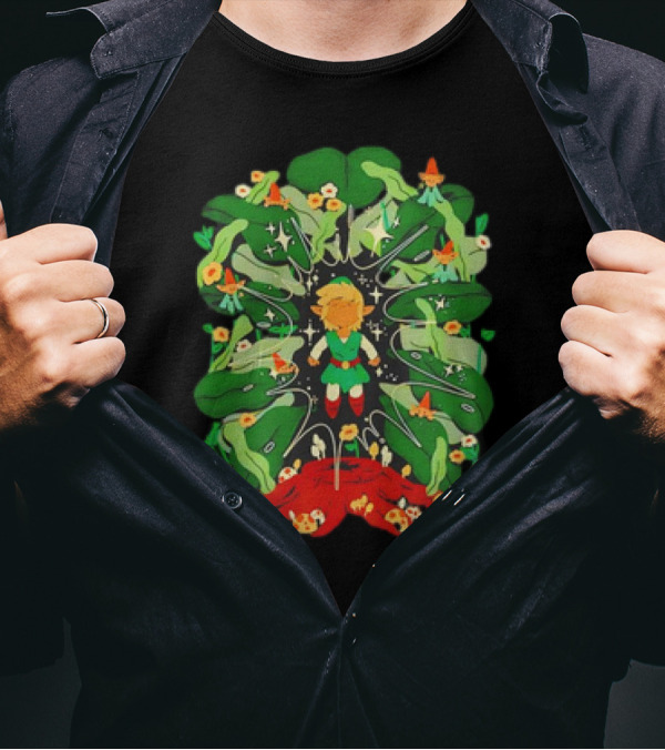 Saving Kingdom Adventures: Hero Navigates Giants And Little Ones With Minish Boy And Gnomes T-Shirt