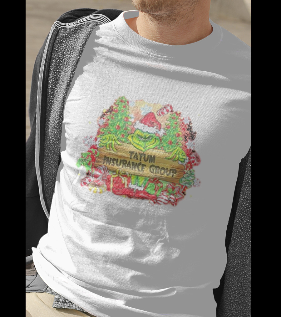 Grinch Tatum Insurance Group Christmas Candy Cane Trees T-Shirt