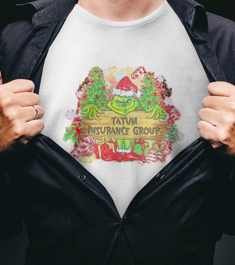 Grinch Tatum Insurance Group Christmas Candy Cane Trees T-Shirt