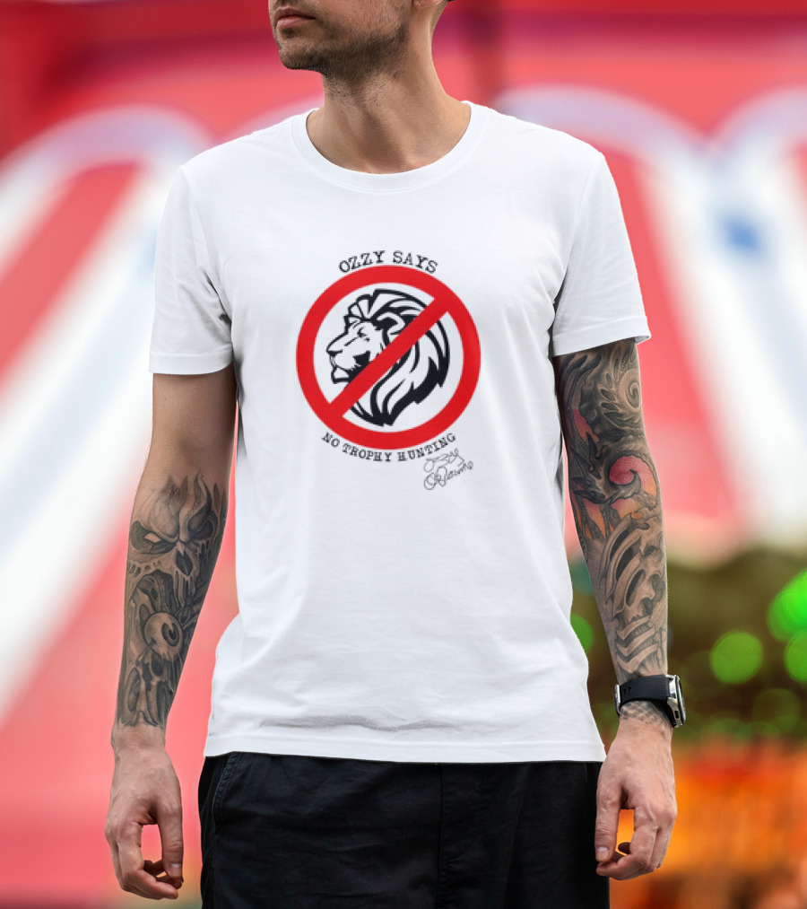 Ozzy Osbourne Lion Says No Trophy Hunting T-Shirt