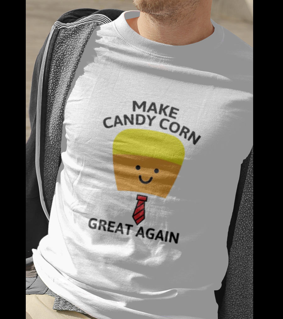 MAKE CANDY CORN GREAT AGAIN Candy Corn Face With Yellow Hair And Red Tie T-Shirt