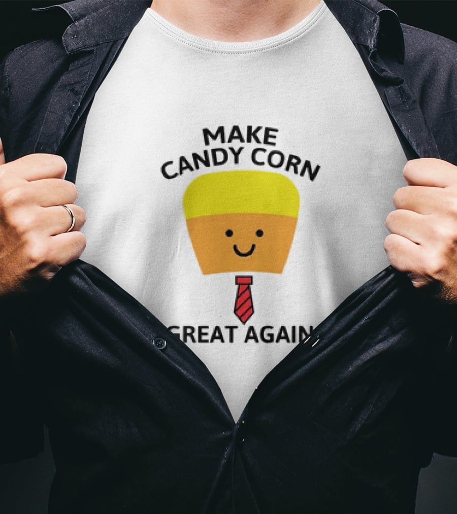 MAKE CANDY CORN GREAT AGAIN Candy Corn Face With Yellow Hair And Red Tie T-Shirt