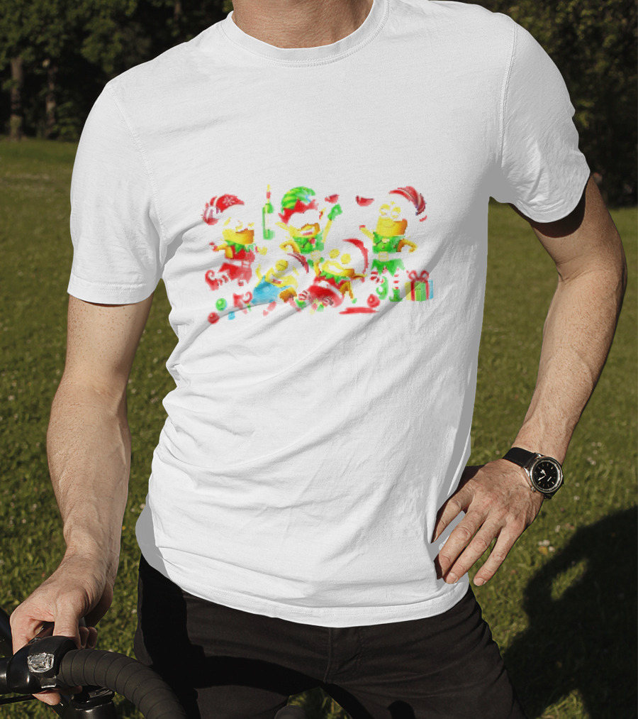 Minion Christmas Merry Celebration With Santa Hats And Wine T-Shirt